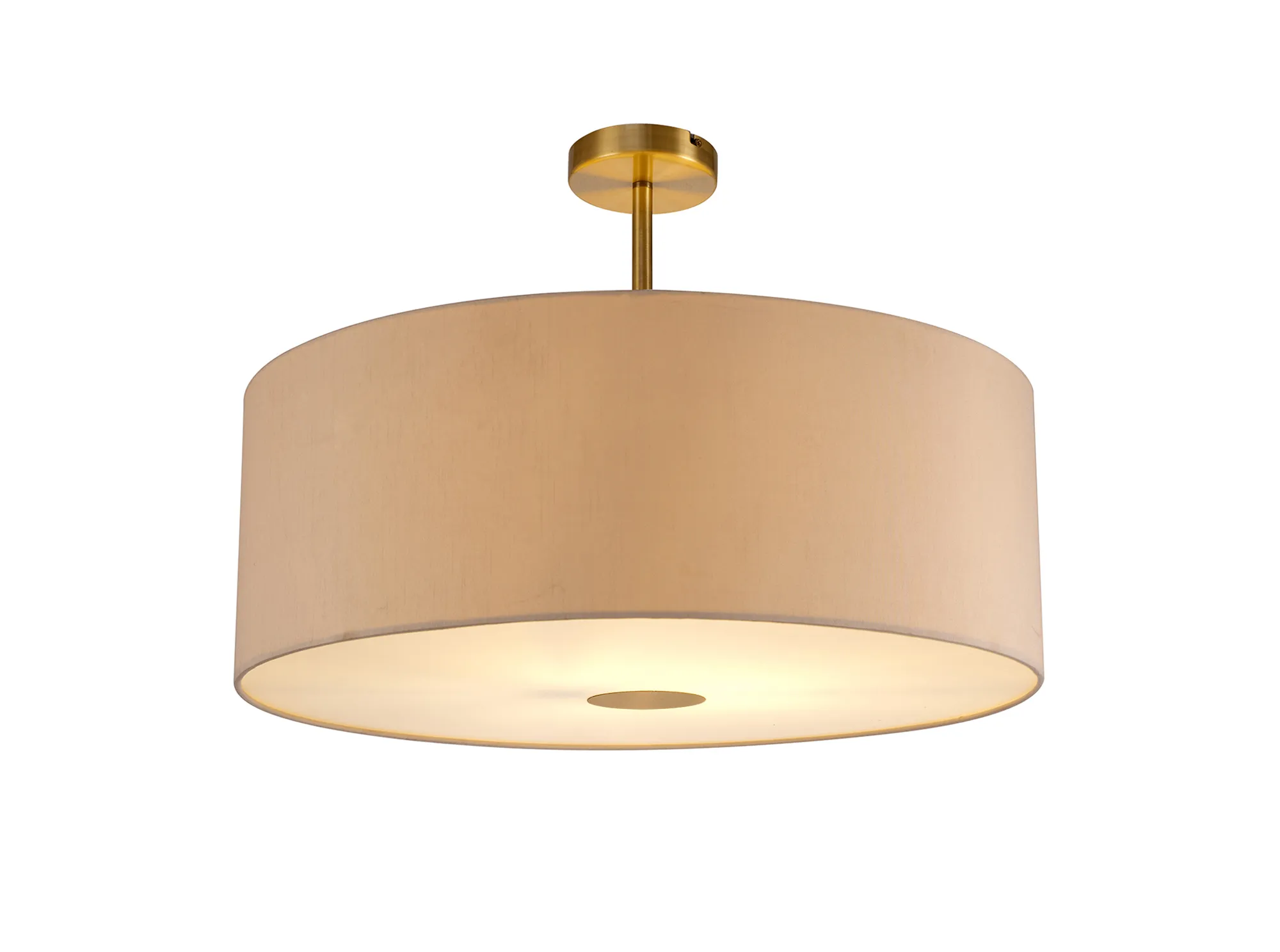 DK0192  Baymont 60cm Semi Flush 1 Light Antique Brass; Nude Beige/Moonlight; Frosted Diffuser